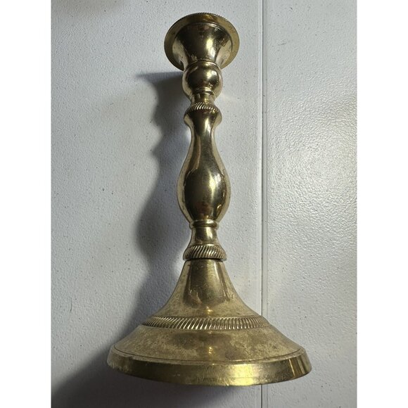 Brass Candle Stick Holders Set Heavy 8 “ Tall Round Base - Picture 2 of 11